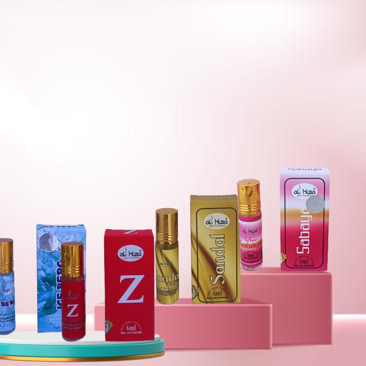 al hiza perfumes attar bottil, z, ice berg, sandal,sabaya,6 ml botill