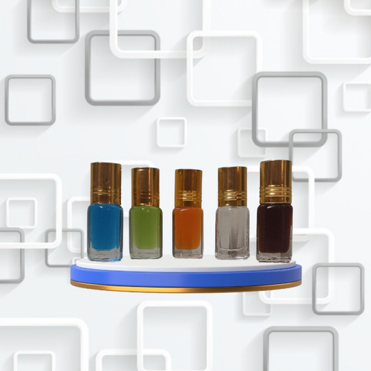 Best-Selling Attar Combo Pack – 5 x 3ml | Cool Water, Jasmine, Biscuit D, Iceberg & Kasturi
